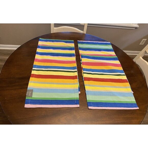 AMAN Placemats Cotton Colorful Striped Fiesta Summer Table Linens - Picture 2 of 10